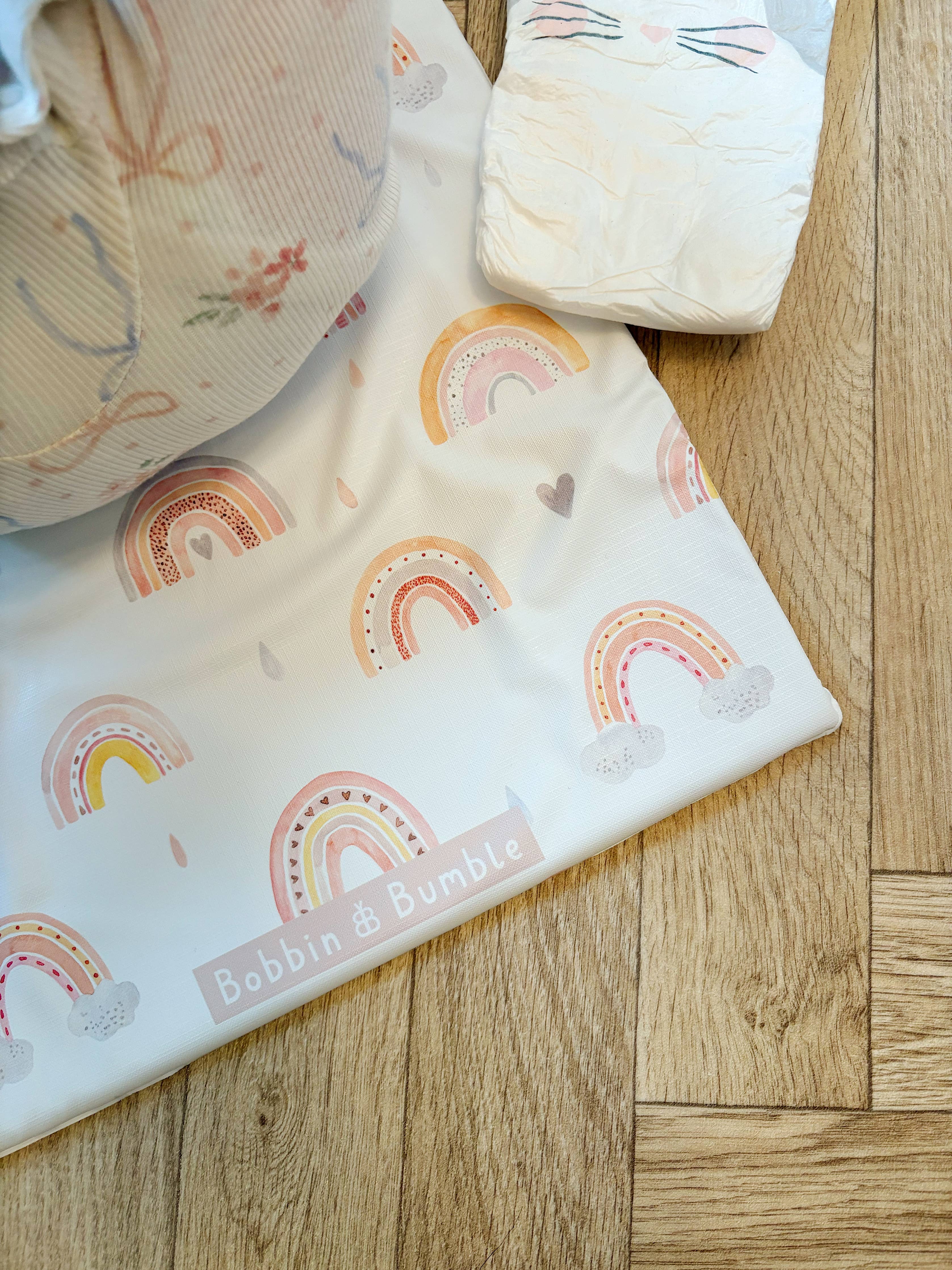 Travel Baby Changing Mat | Pink Daisy Print | Handmade UK