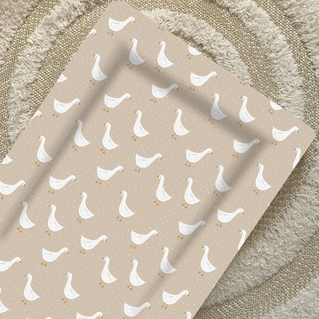 Baby Changing Mat | White Goose Unisex Print | Handmade UK