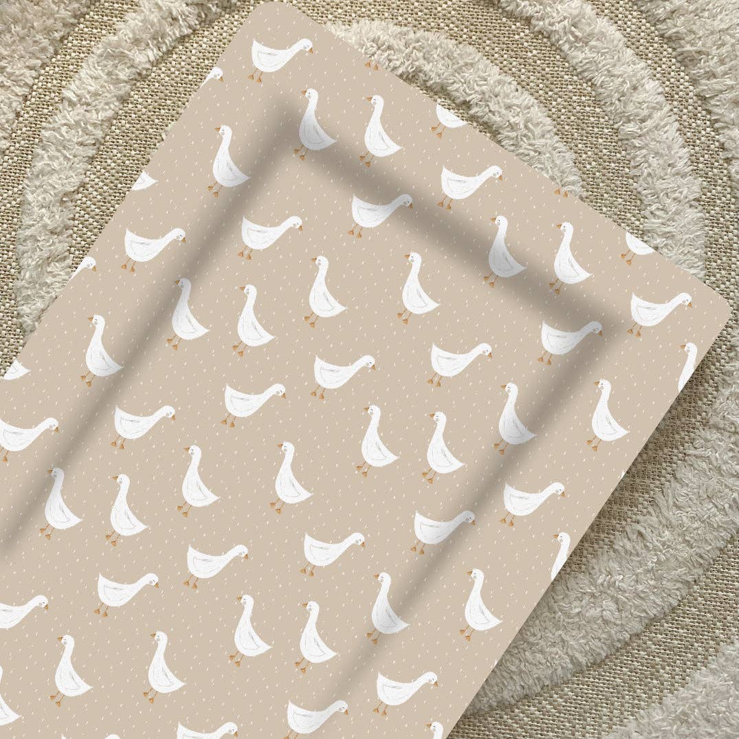 Baby Changing Mat | White Goose Unisex Print | Handmade UK