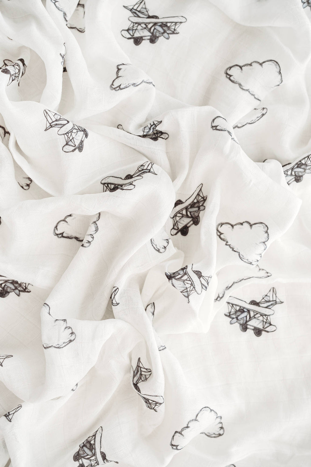 Up in the clouds - Airplane & clouds muslin blanket