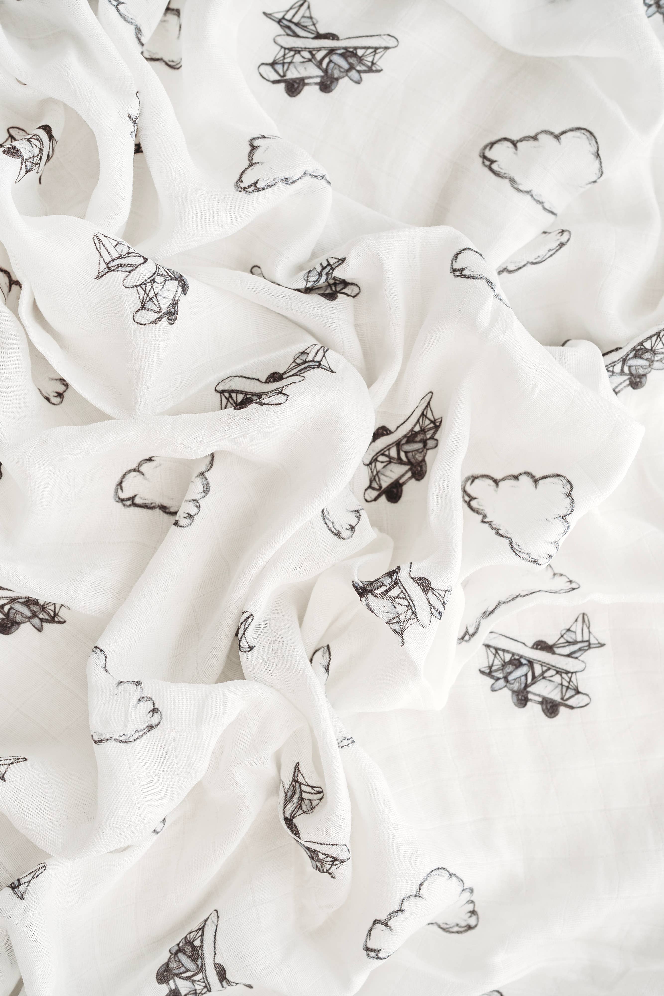 Up in the clouds - Airplane & clouds muslin blanket