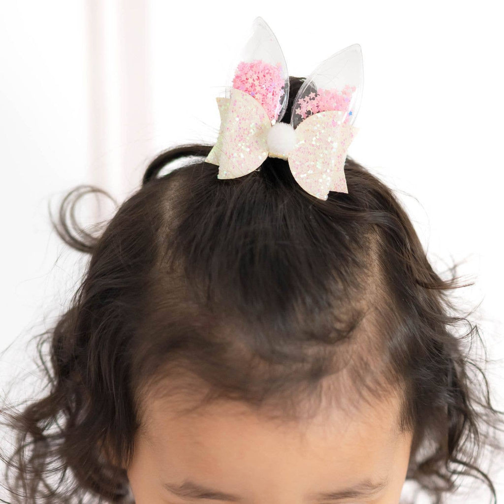 Shaker Easter Bunny Ear Bow Clip - Kids Hair Accessories