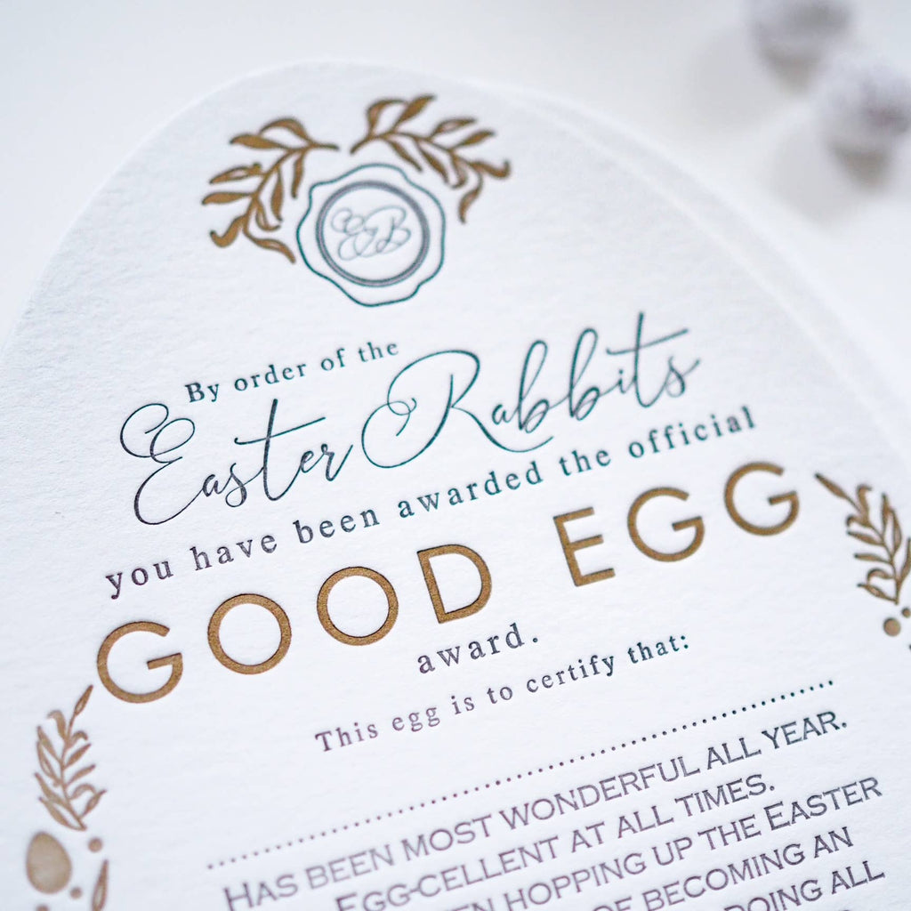 Good egg Easter certificate