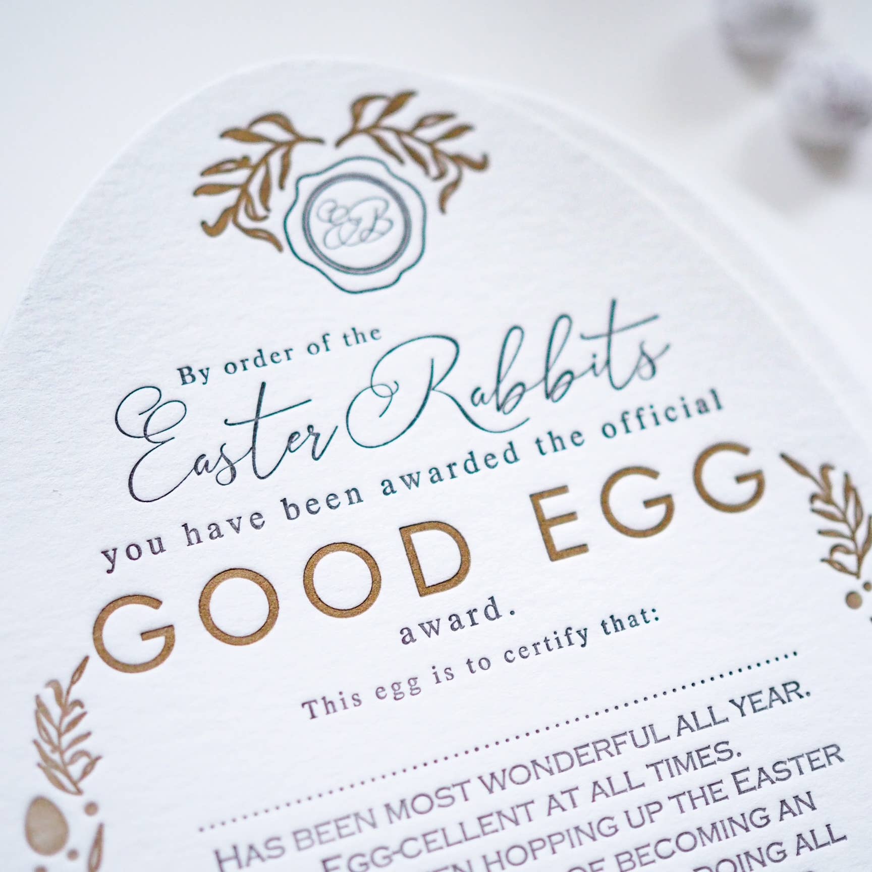 Good egg Easter certificate