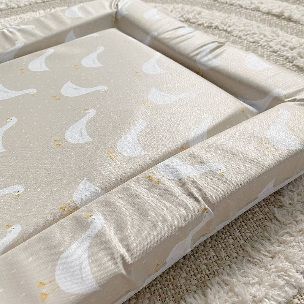 Baby Changing Mat | White Goose Unisex Print | Handmade UK