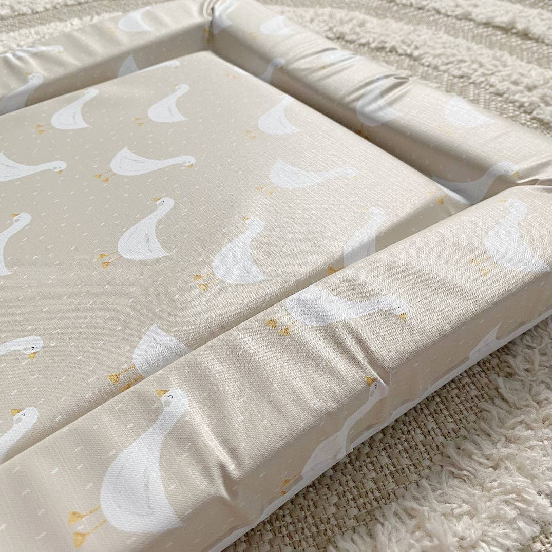 Baby Changing Mat | White Goose Unisex Print | Handmade UK