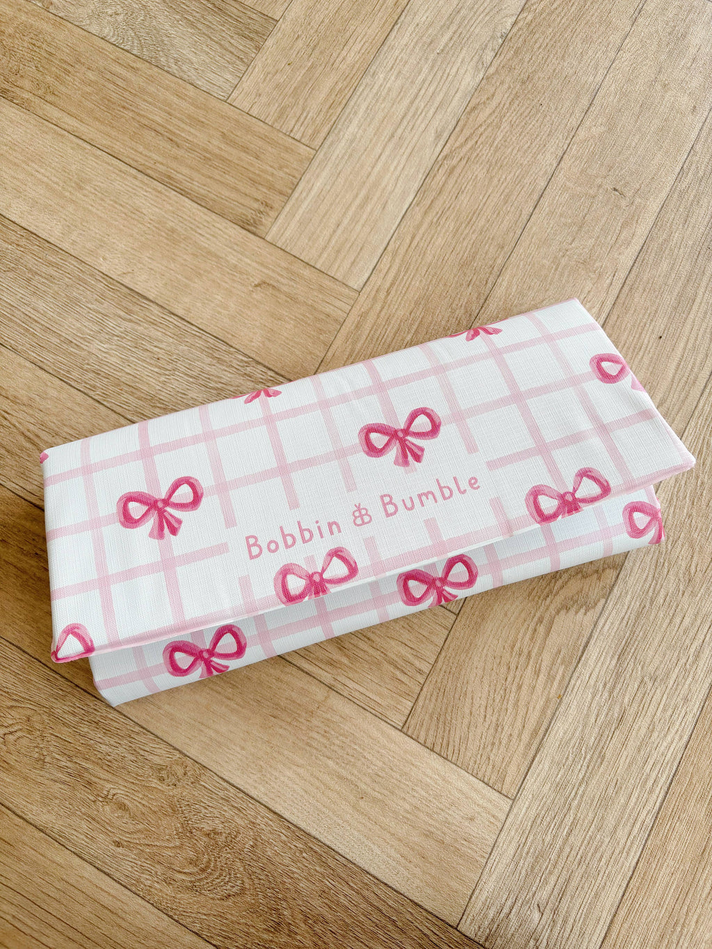 Pink Bow Travel Changing Mat | Handmade UK | Baby Girl Gift