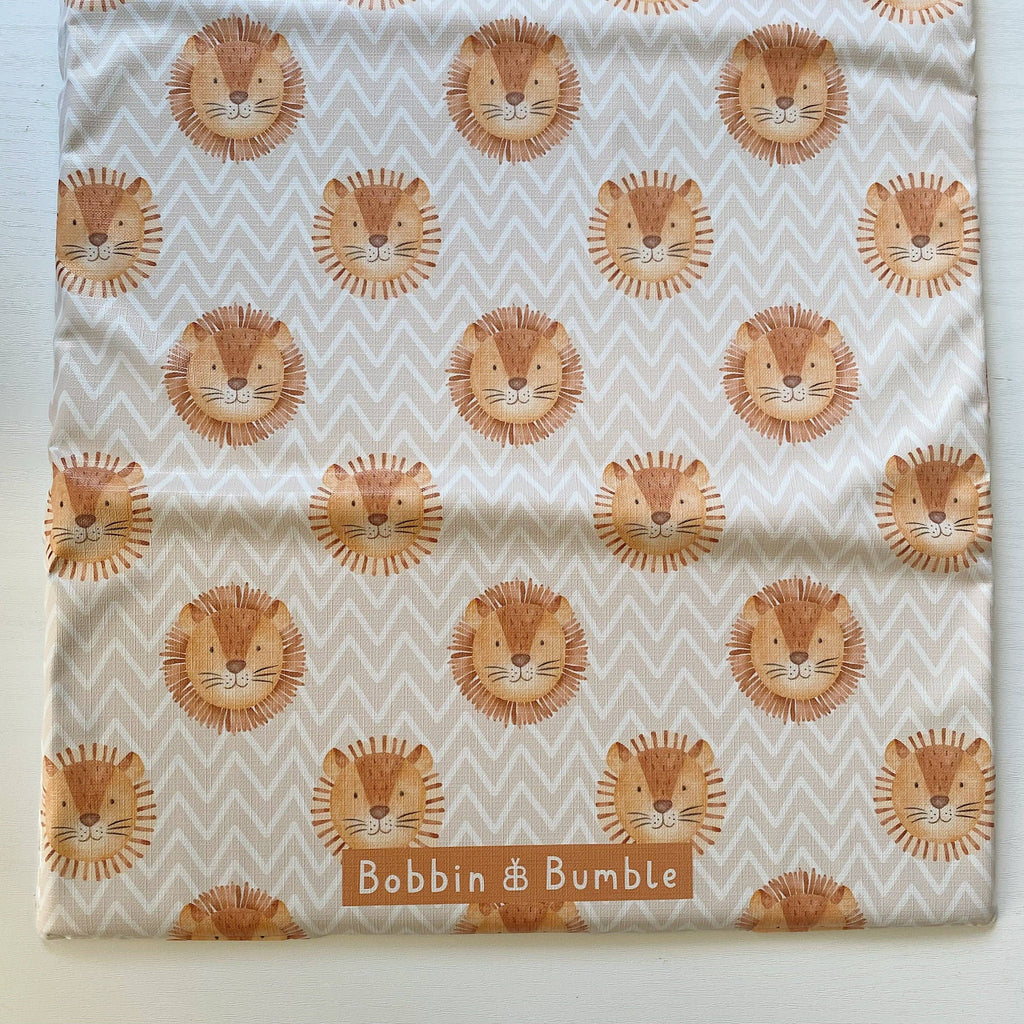 Travel Baby Changing Mat | Leo Lion Print | Handmade UK