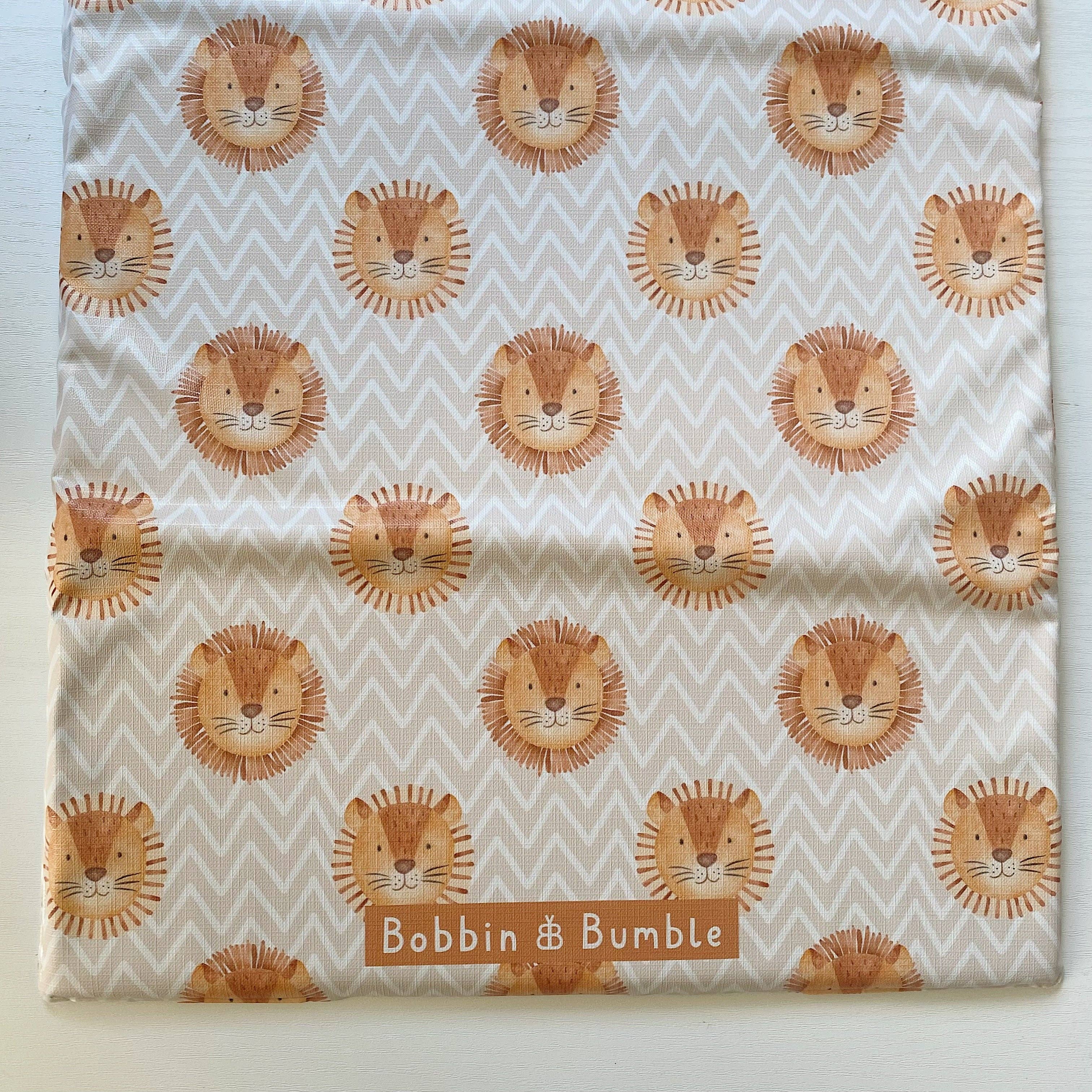 Travel Baby Changing Mat | Leo Lion Print | Handmade UK