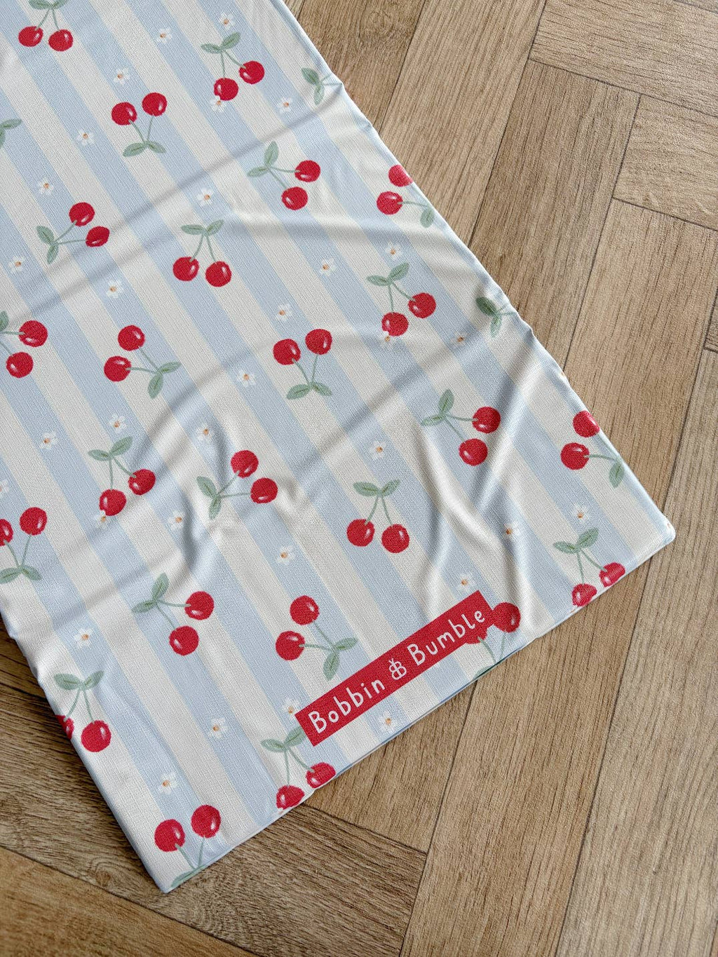 Travel Baby Changing Mat – Cherry Stripe | Handmade UK