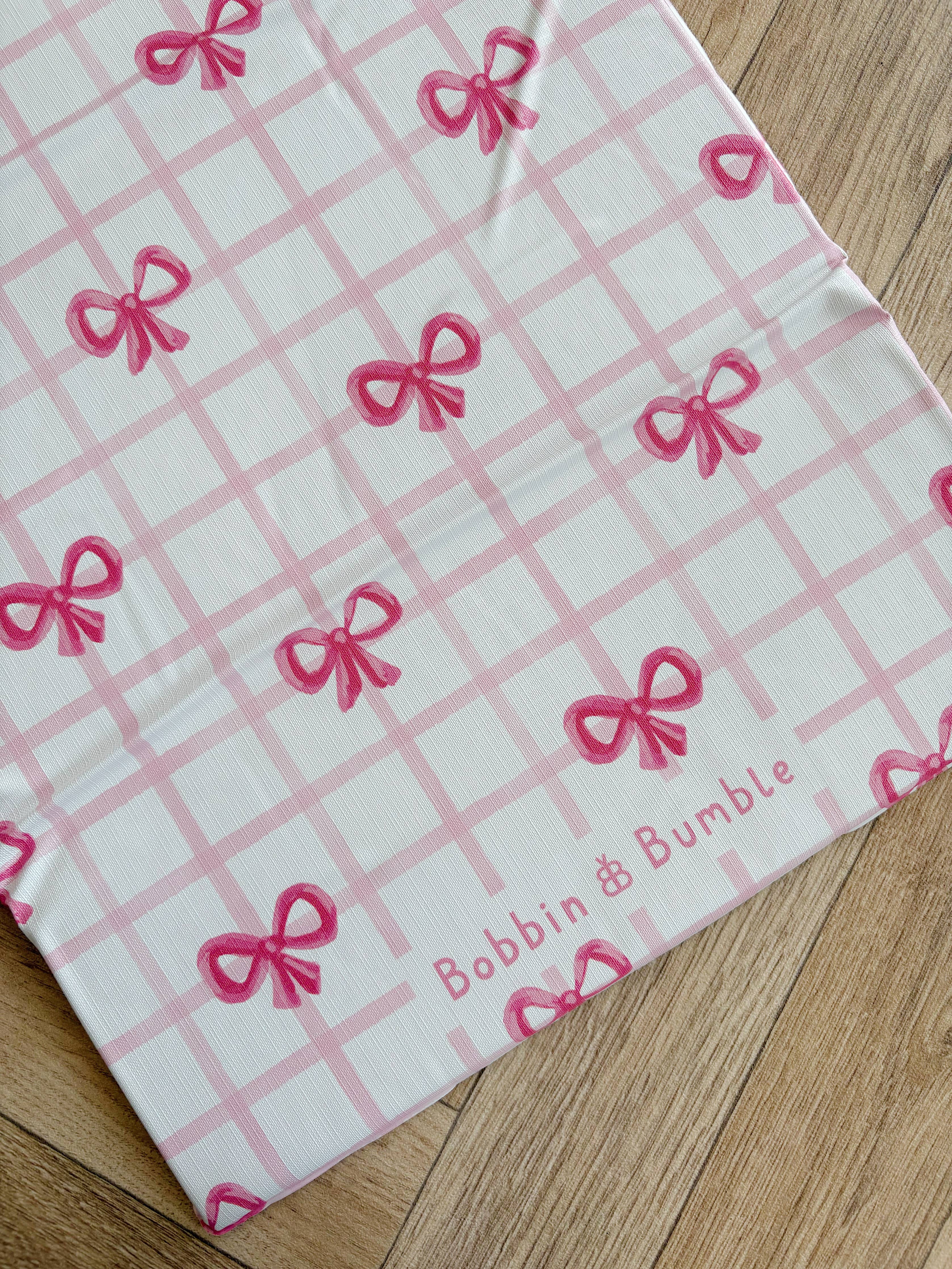 Pink Bow Travel Changing Mat | Handmade UK | Baby Girl Gift