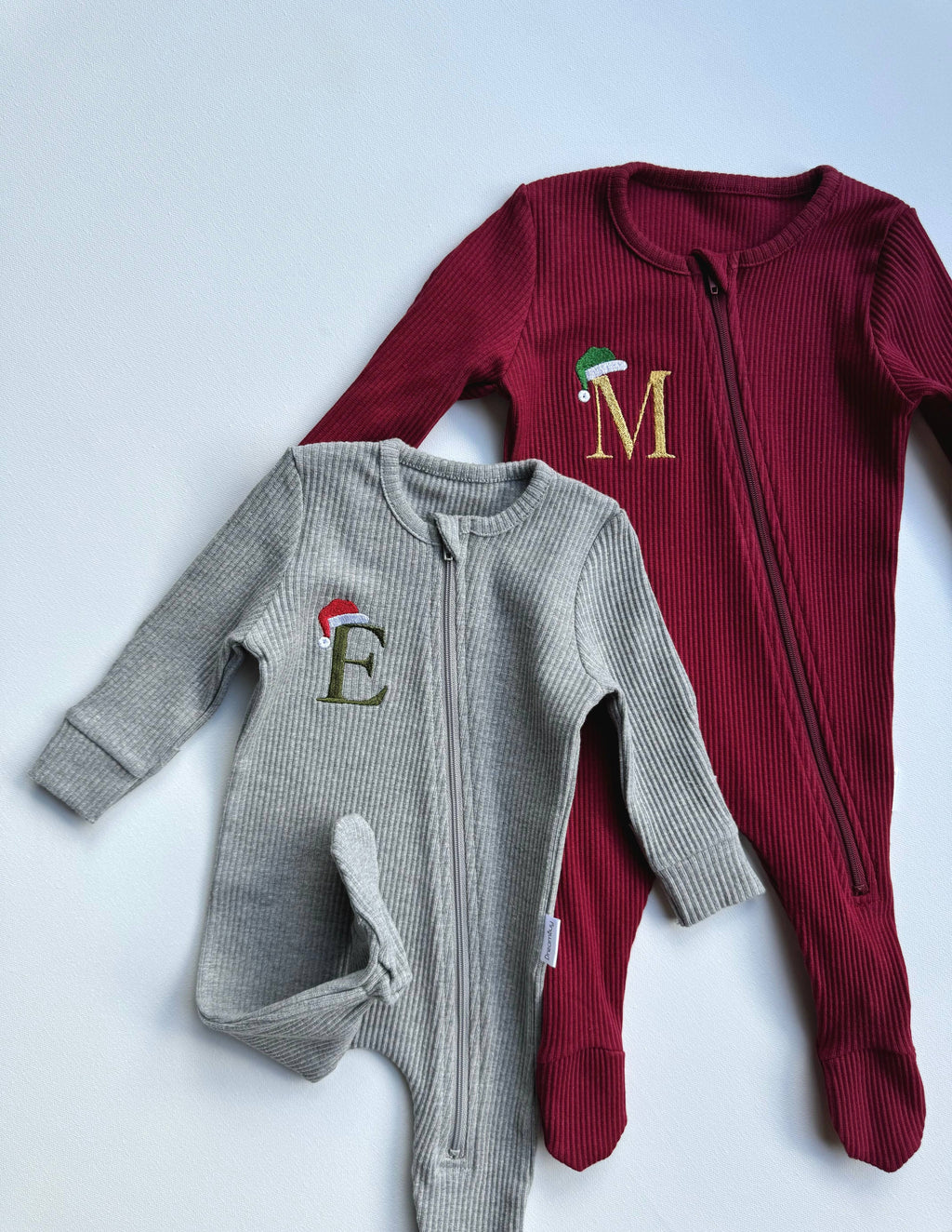 Christmas Monogram Zip Sleepsuit Personalized Baby Gift: Shortbread / 2-3 years
