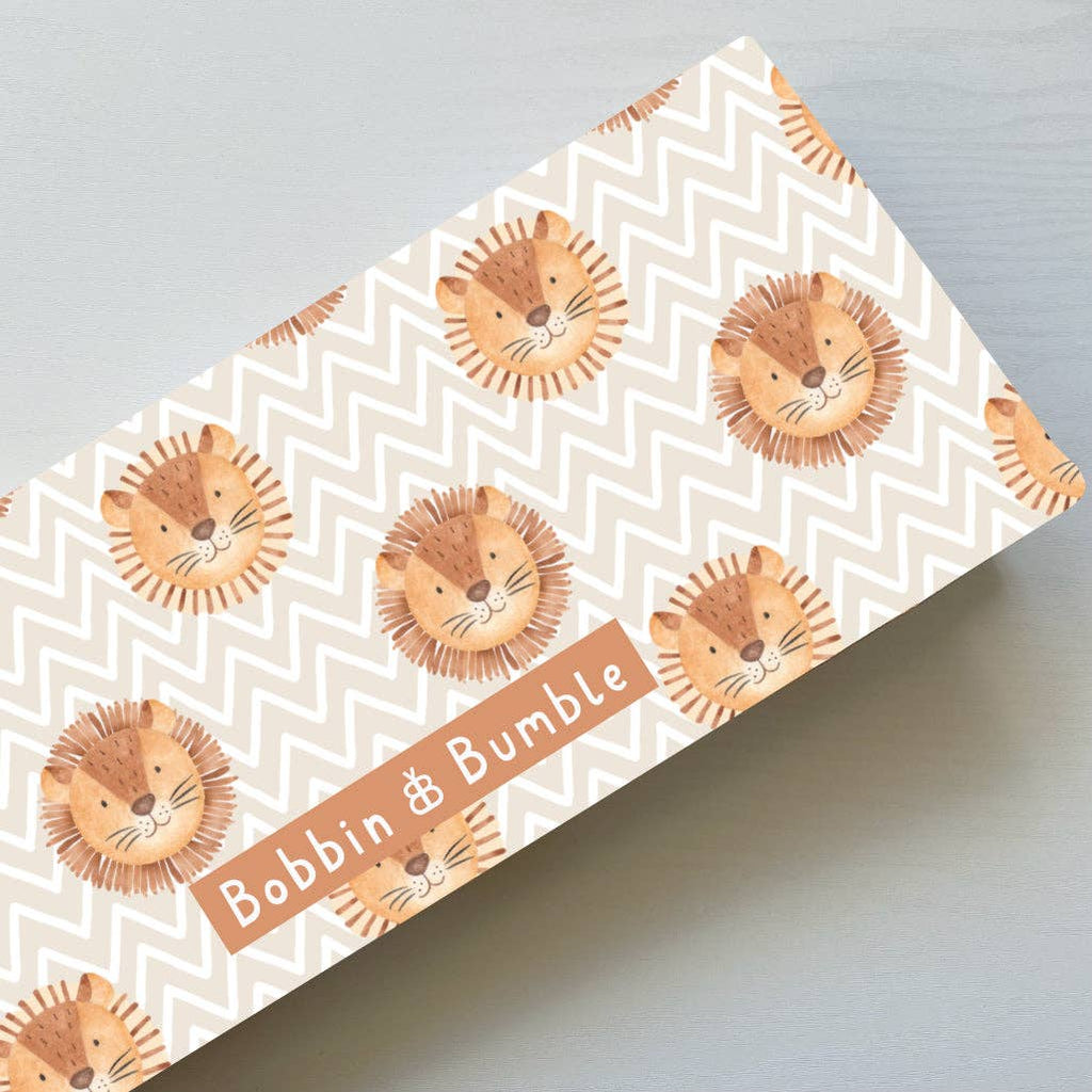 Travel Baby Changing Mat | Leo Lion Print | Handmade UK