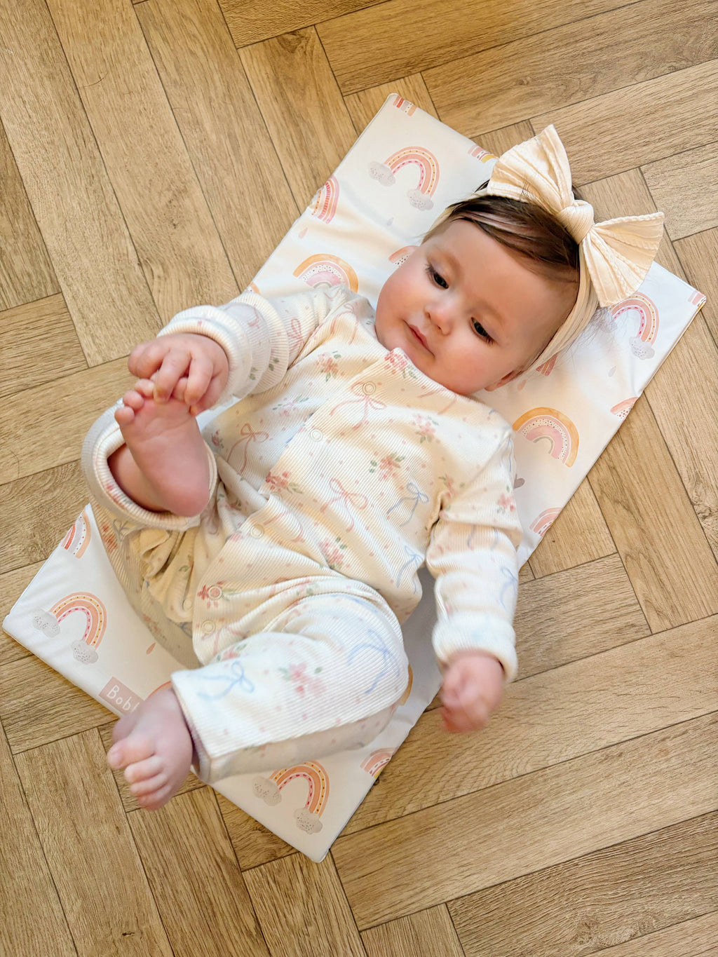 Travel Baby Changing Mat | Pink Daisy Print | Handmade UK