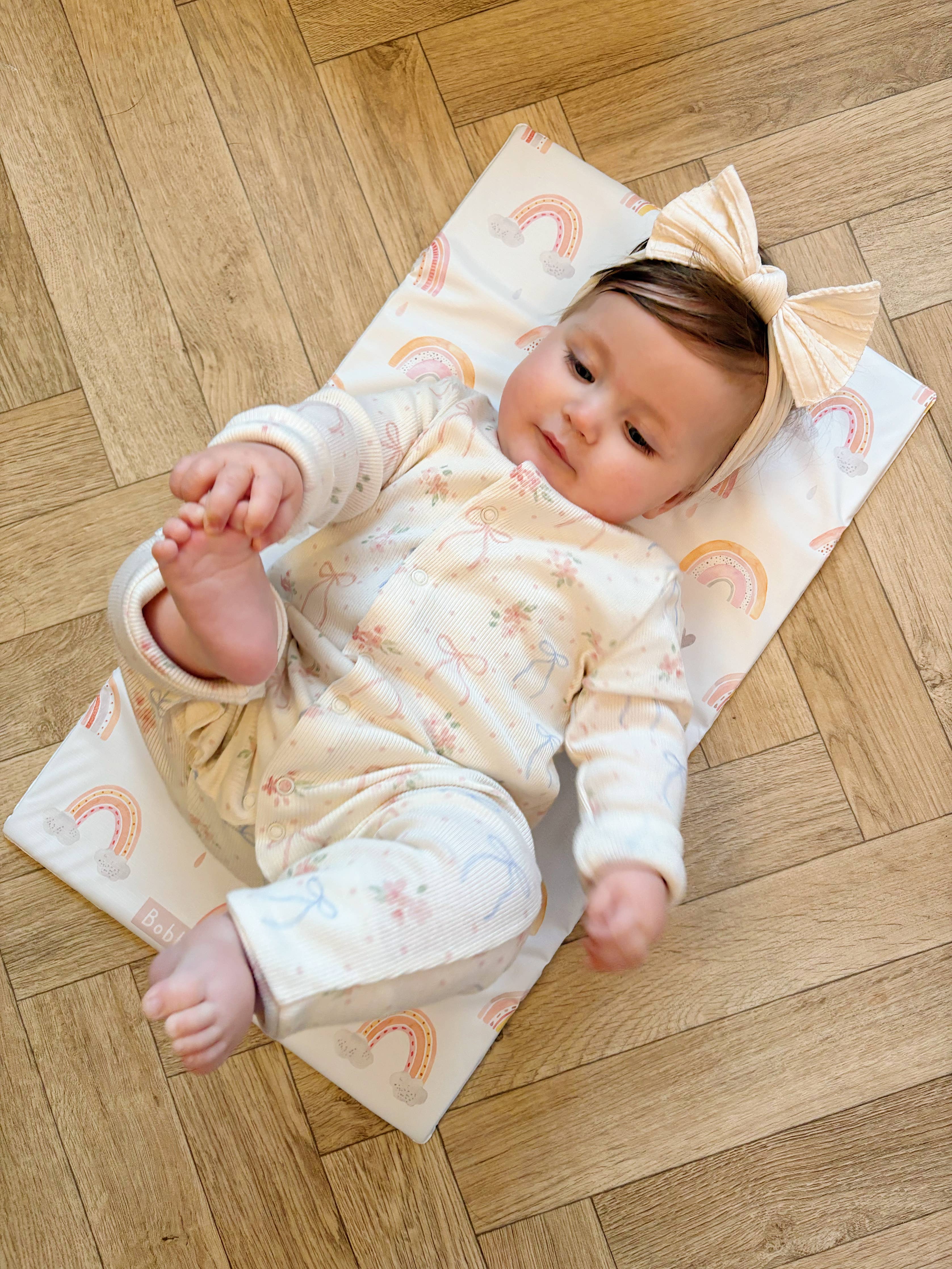 Travel Baby Changing Mat | Pink Daisy Print | Handmade UK